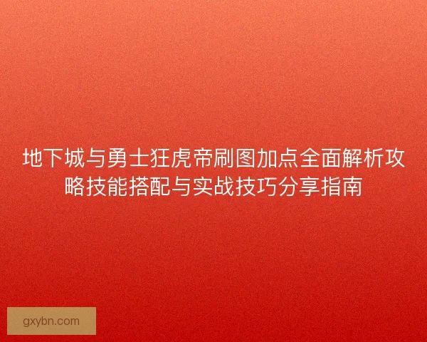 地下城与勇士狂虎帝刷图加点全面解析攻略技能搭配与实战技巧分享指南