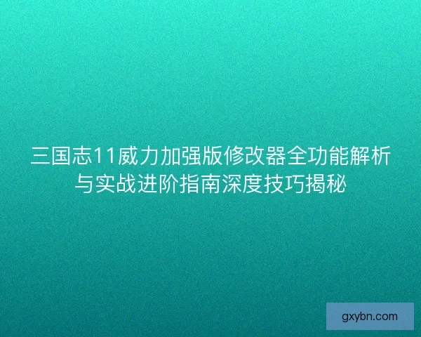 三国志11威力加强版修改器全功能解析与实战进阶指南深度技巧揭秘 三国志11威力加强版修改器全功能解析与实战进阶指南深度技巧揭秘