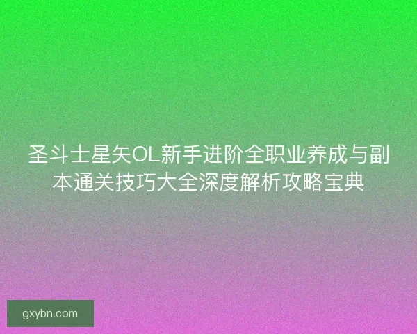 圣斗士星矢OL新手进阶全职业养成与副本通关技巧大全深度解析攻略宝典