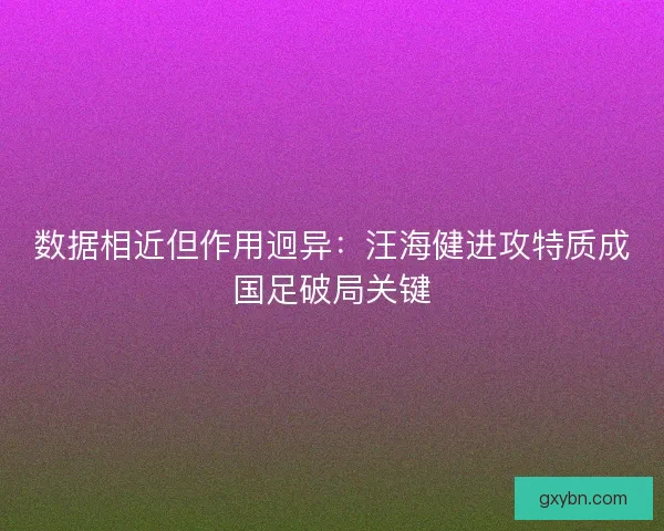 数据相近但作用迥异：汪海健进攻特质成国足破局关键