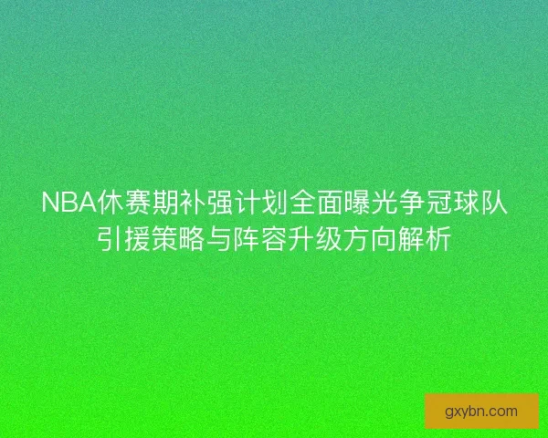 NBA休赛期补强计划全面曝光争冠球队引援策略与阵容升级方向解析