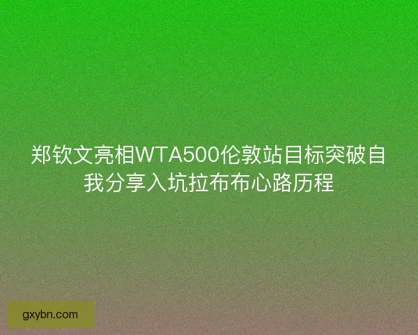 郑钦文亮相WTA500伦敦站目标突破自我分享入坑拉布布心路历程