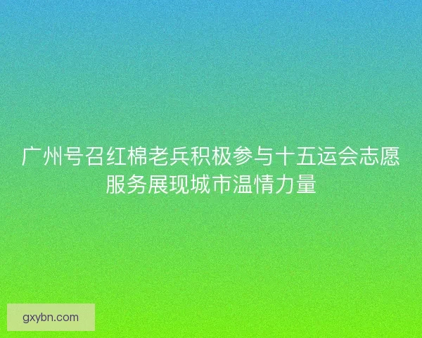 广州号召红棉老兵积极参与十五运会志愿服务展现城市温情力量